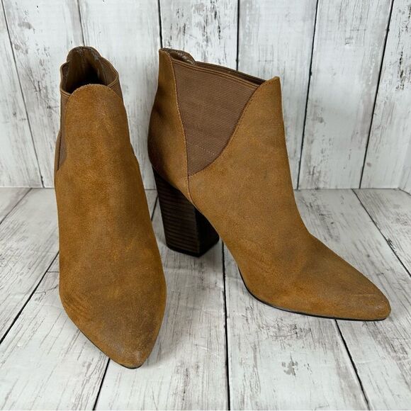 CROWN VINTAGE Magnolia Dark Natural Distressed Suede Elastic Ankle Boot 10 - Picture 2 of 11
